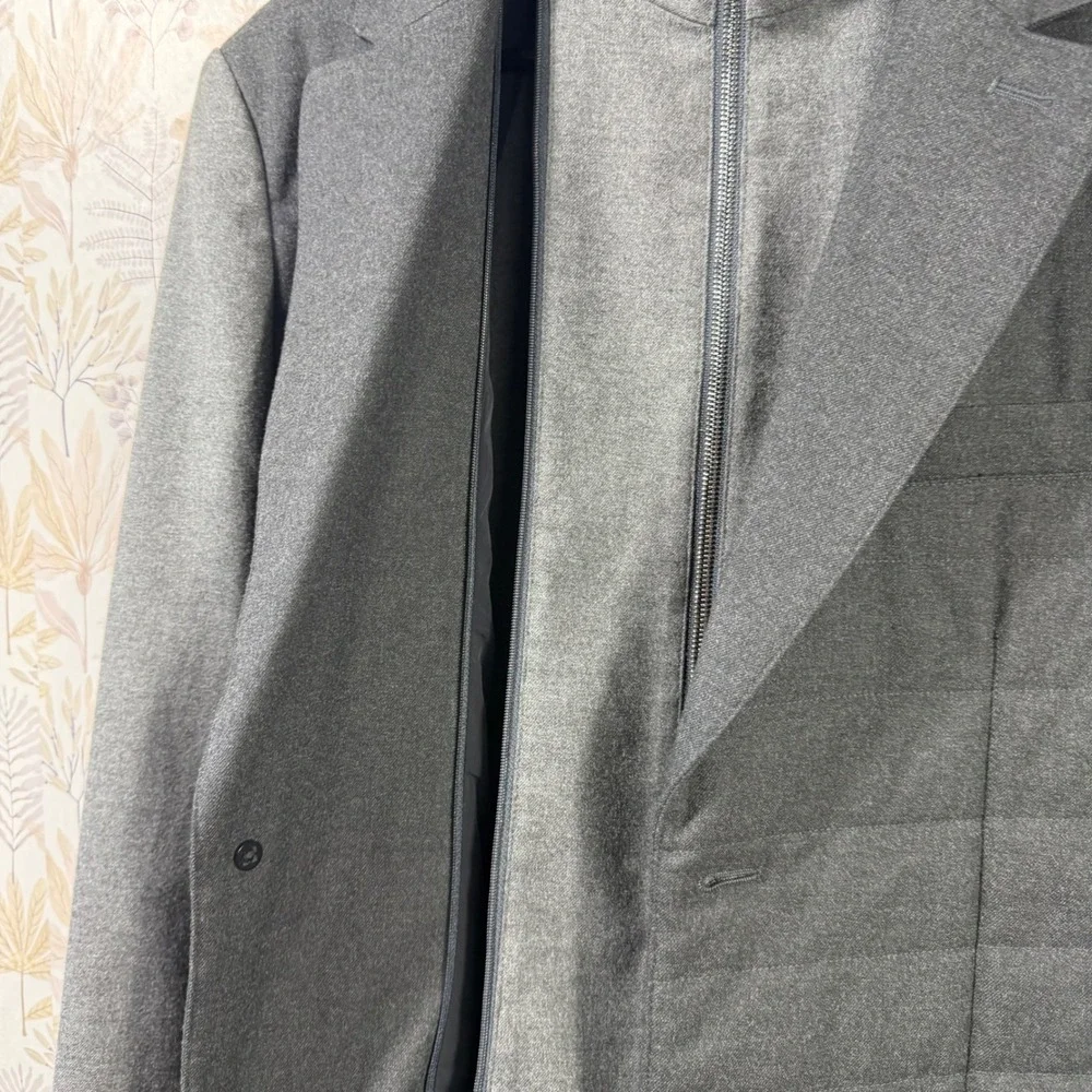 Murano‎ Slim Fit Blazer Jacket Removable Zip Vest S Gray Quilted Hybrid Coat